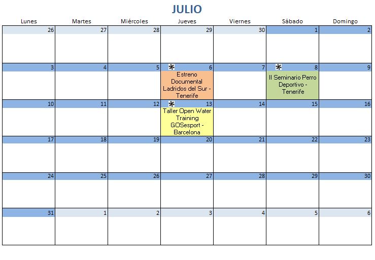 Calendario Julio - 2017