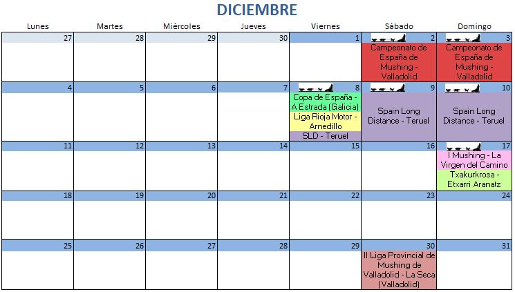 Calendario Diciembre - 2017