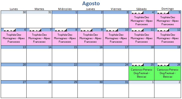 Calendario Agosto - 2018